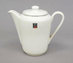 Large coffee pot, Allach, mark for Allch in Neurohla, Bohemia 1939-1945, white, black rim and