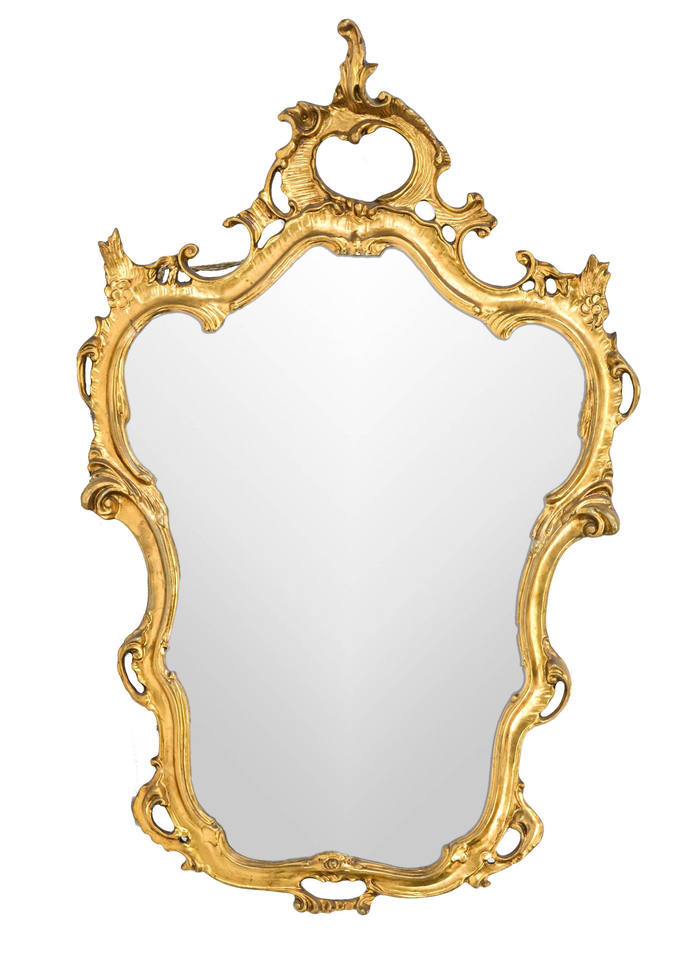 Wall mirror in rococo style, 20th century, gilded wooden frame, 115 x 74 cm