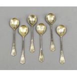 Six demitasse spoons, Russia/Soviet Union, 20th century, silver 875/000, with remnants of gilding,