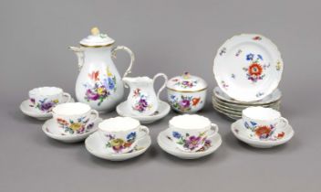 Coffee service, 20-piece, Meissen, 20th century, 2nd choice and deputation, new cut-out shape,