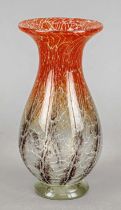 Art Déco vase, WMF Ikora, 1920/30s, round base, curved body, clear glass with orange and dark red