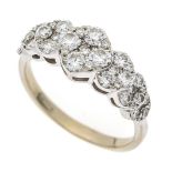 Brilliant-cut diamond ring WG 750/000 with 45 brilliant-cut diamonds, total 1.01 ct W/VVS-SI, RG 56,