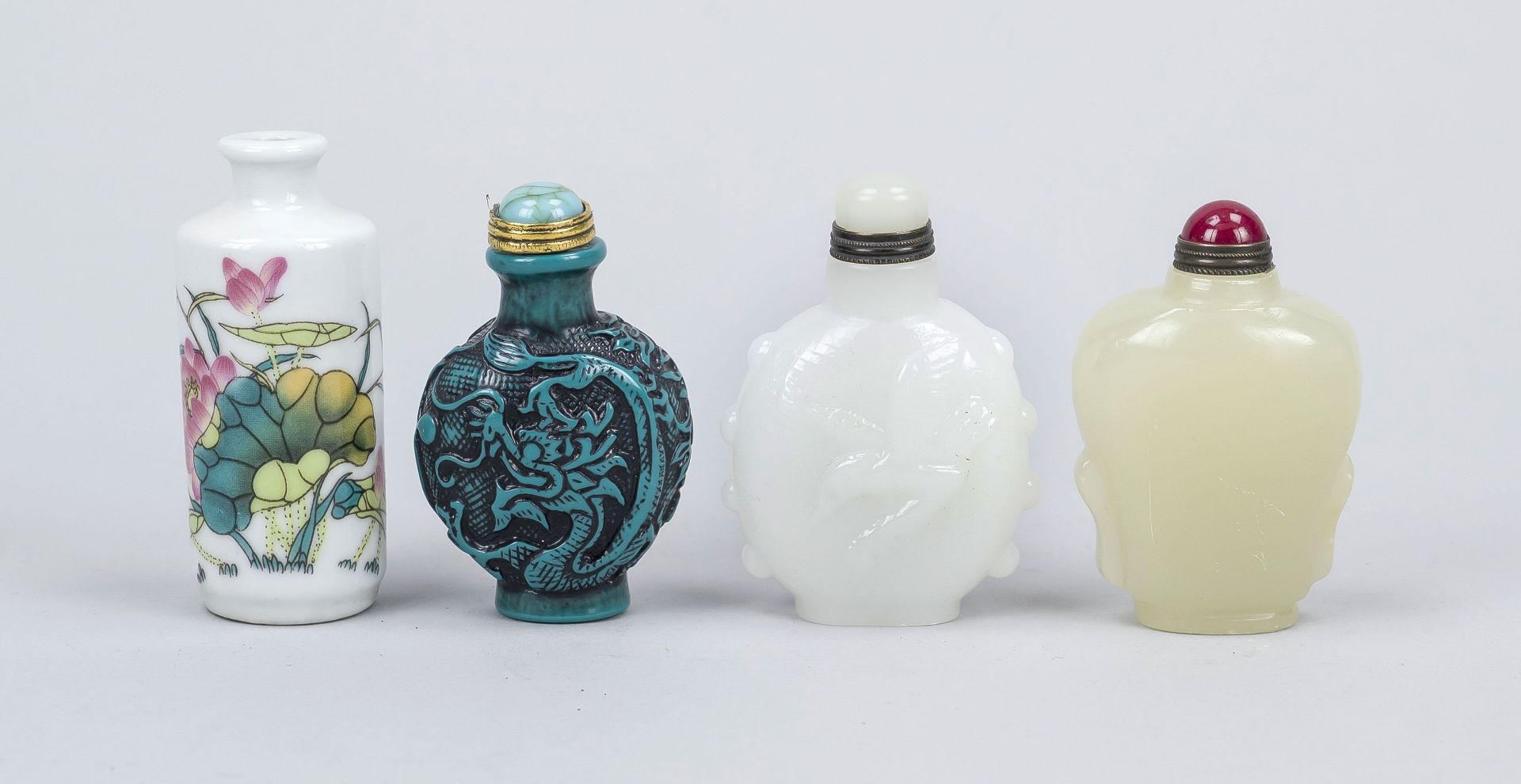 4 Snuff Bottles, China 20. Jh.,