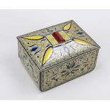 Tin box, around 1910, tinplate. Designed by Emanuel Josef Mangold (1889-1962). Square lidded tin