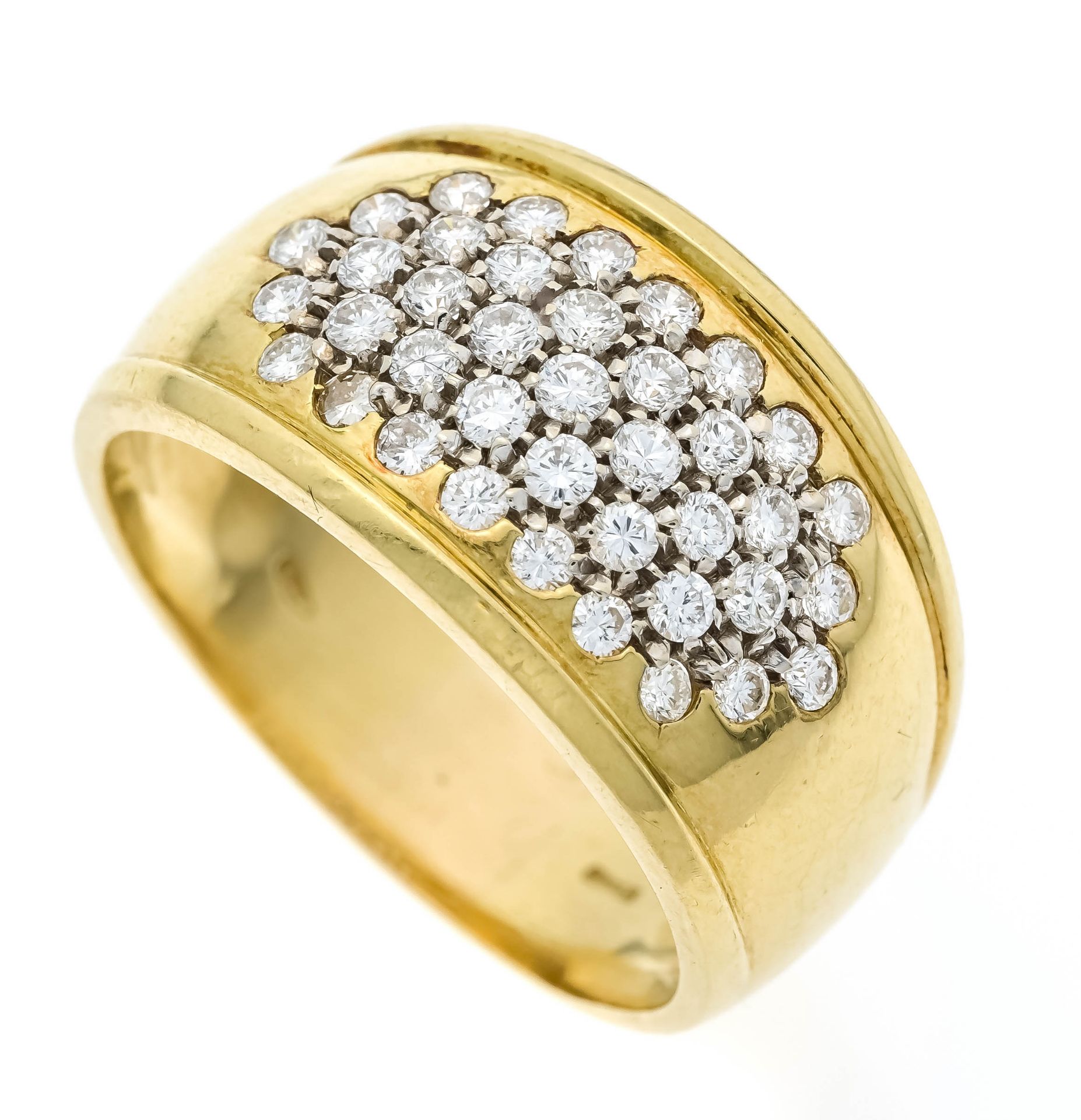 Pavé brilliant-cut diamond ring GG/WG 750/000 with 39 pavé-set brilliant-cut diamonds, total 0.73 ct