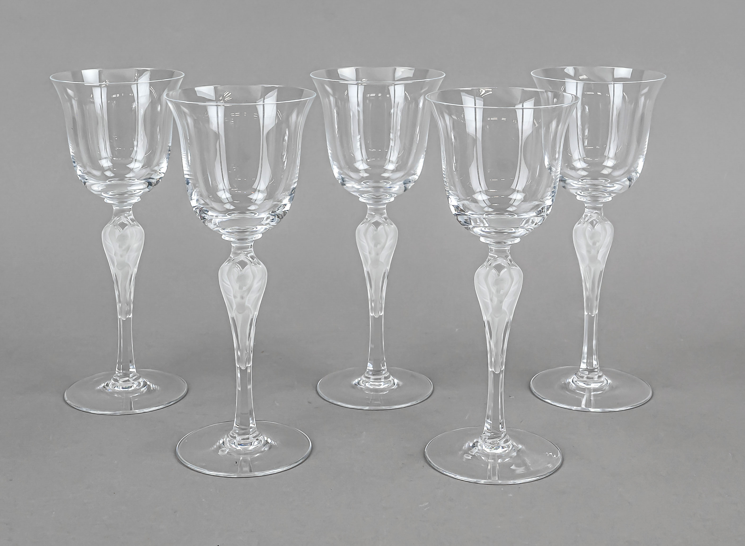 Five wine goblets, 2nd half 20th century, Igor Carl Fabergé, design for the 100th birthday of