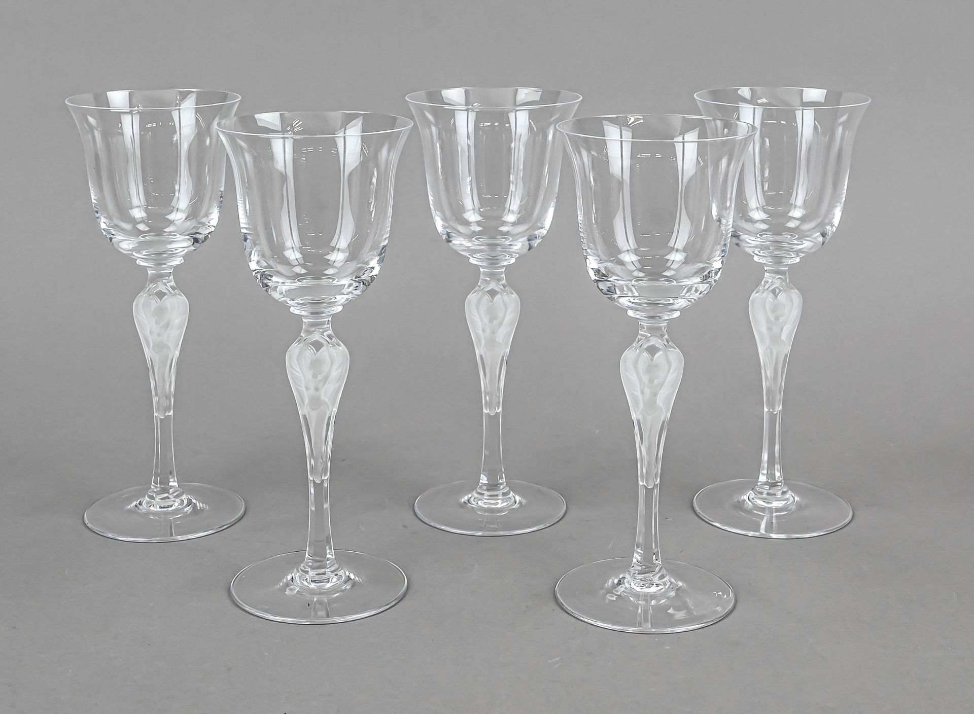 Five wine goblets, 2nd half 20th century, Igor Carl Fabergé, design for the 100th birthday of