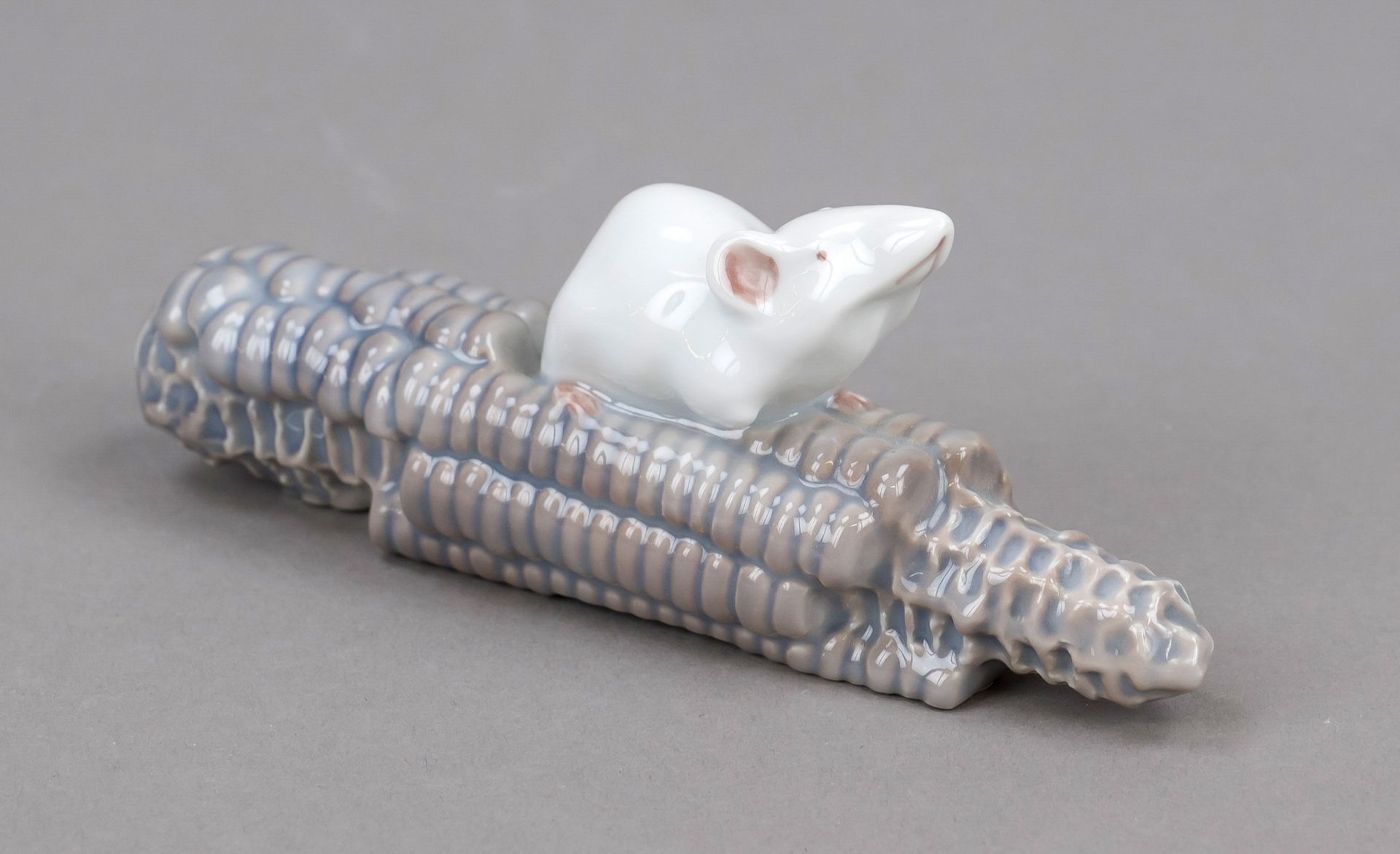 Mouse on a corncob, Royal Copenhagen, designed by Erik Nielsen, c. 1890, model no. 512, polychrome