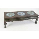 Coffee table with cloisonné inlays, China 20th century Wood with black lacquer and gold painting,