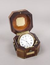 Baume Mercier Geneve, octagonal ship's chronometer, late 20th century, polished mahogany lacquered