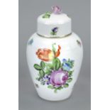 Cover vase, Herend, mark after 1967, shape Neuozier, model no. 6450, polychrome flower painting,
