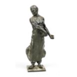 Franz Iffland (1862-1935), worker figure, patinated bronze on a square stand, signed inside, tools