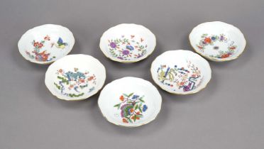 Six compote bowls, Meissen, 2nd half 20th century, new cut-out shape, polychrome Kakiemon