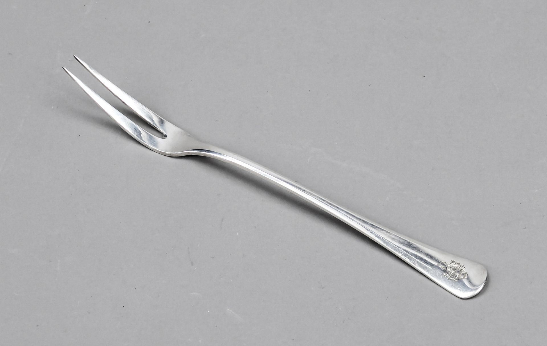 Meat fork, German, 1st half 20th century, maker's mark Franz Bahner, Düsseldorf, jeweler's mark H.