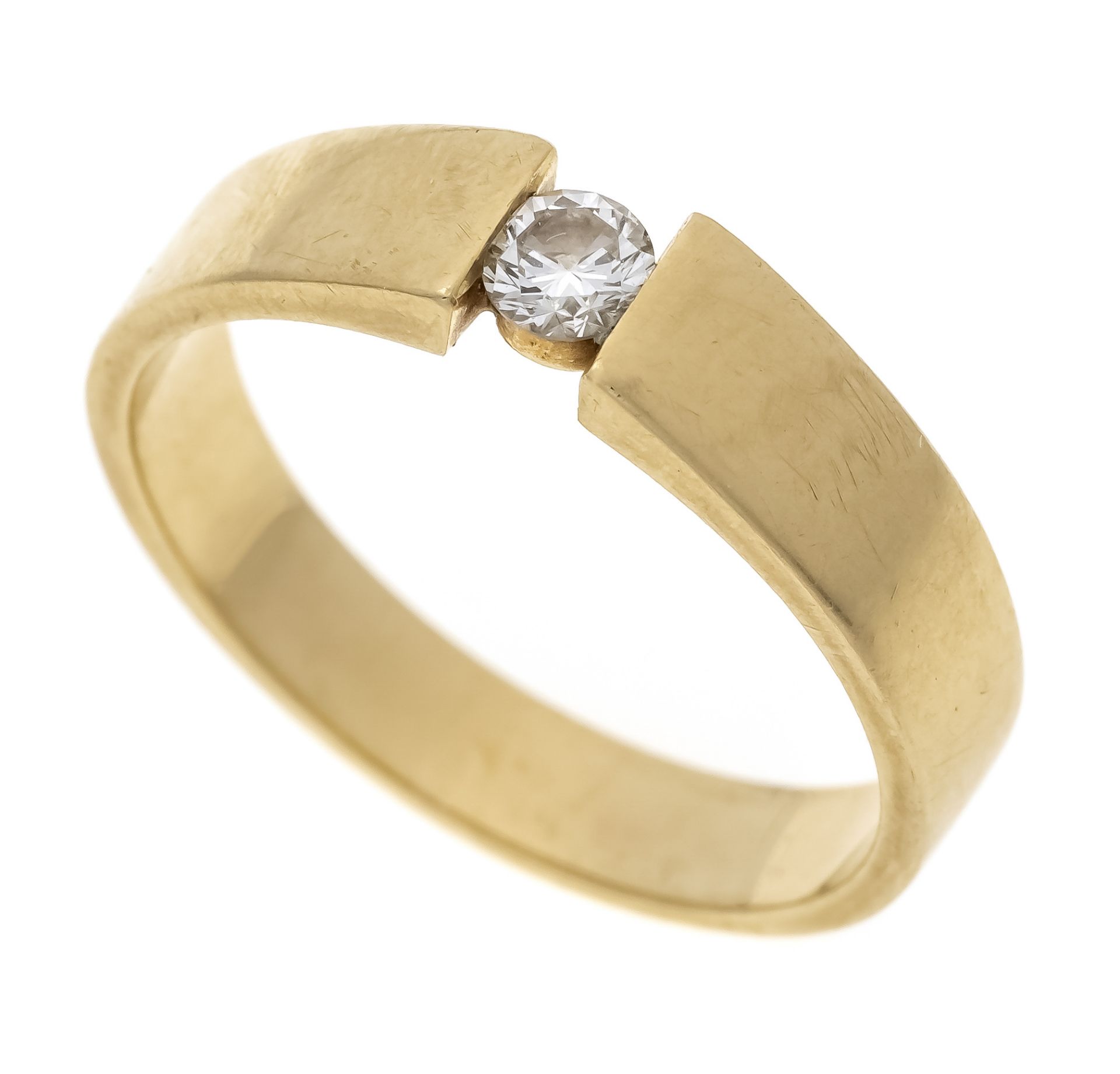 Brilliant ring GG 585/000 in tension ring look with one brilliant-cut diamond 0.18 ct l.tintedW/VS-