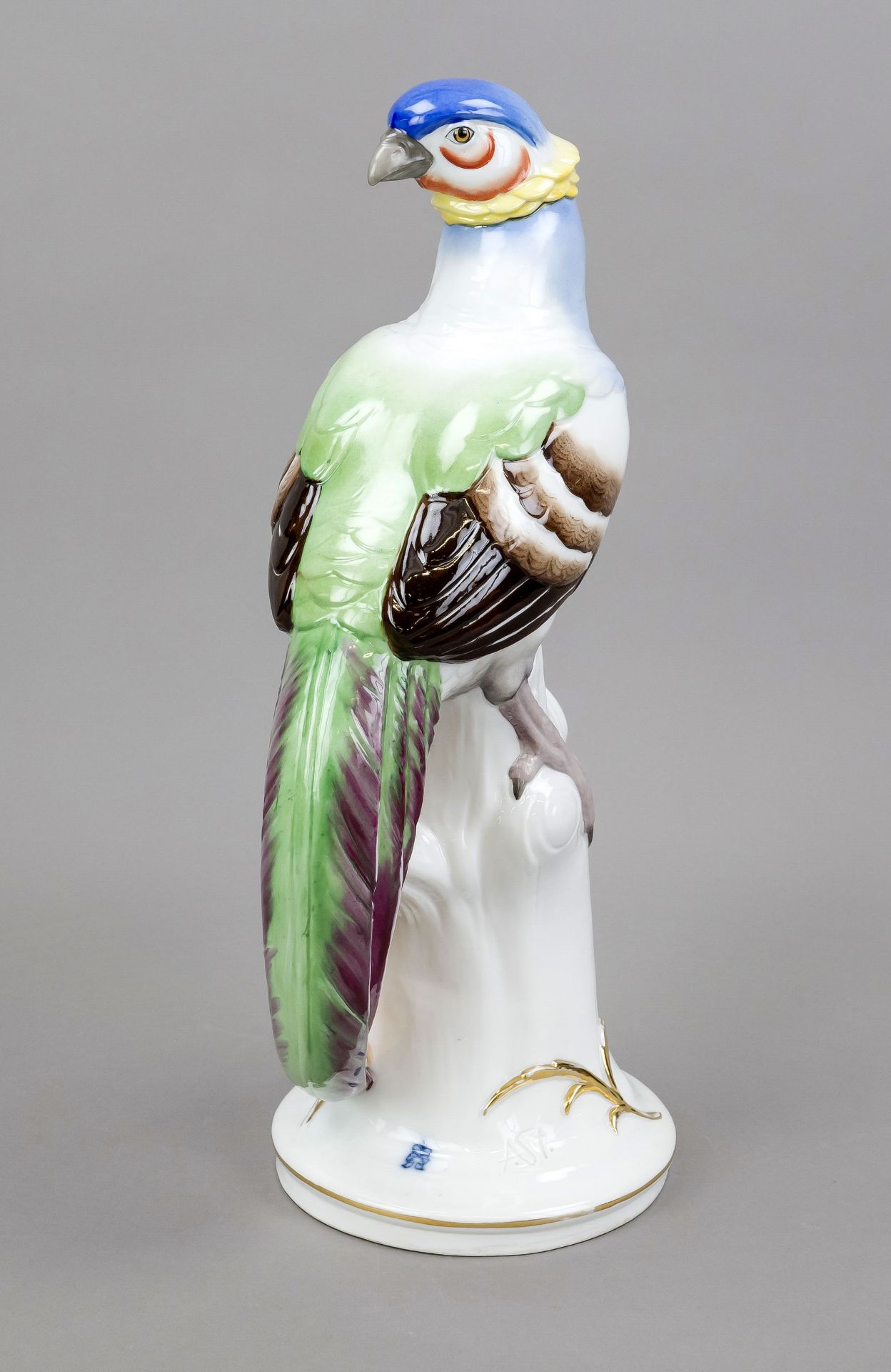 Large Art Deco pheasant, Aelteste Volkstedter, Thuringia, mark 1915-34, designed by Arthur Storch ( - Image 2 of 3