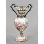 Magnificent vase, 19th century, silver (?), round base, short shaft, ovoid body, straight neck, wavy