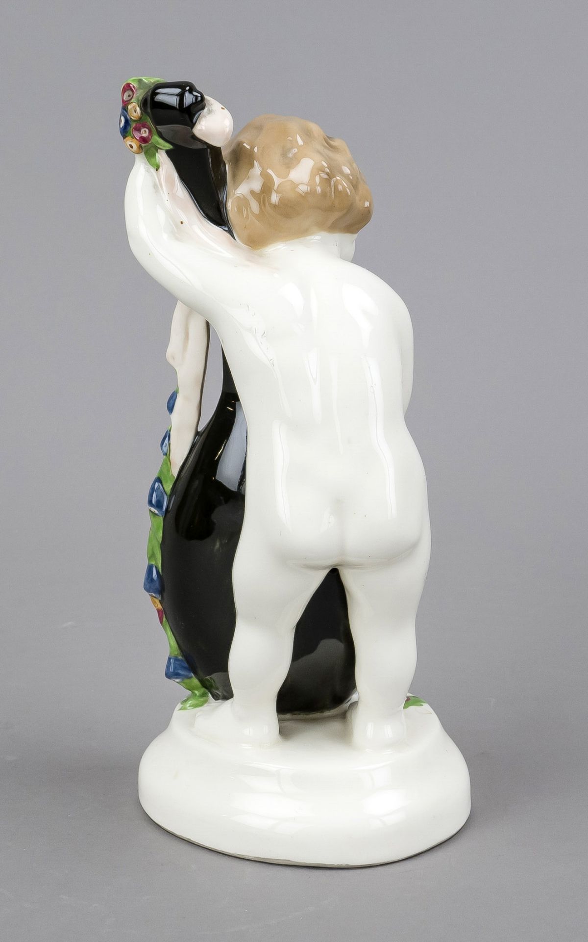 Art Nouveau figure, putto with double bass, Kunstkeramische Fabrik A. Förster & Co., Vienna, c. - Image 2 of 2