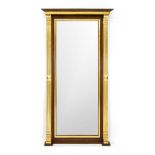 Historicism wall mirror, c. 1880, walnut, partially gilded, 165 x 83 cm