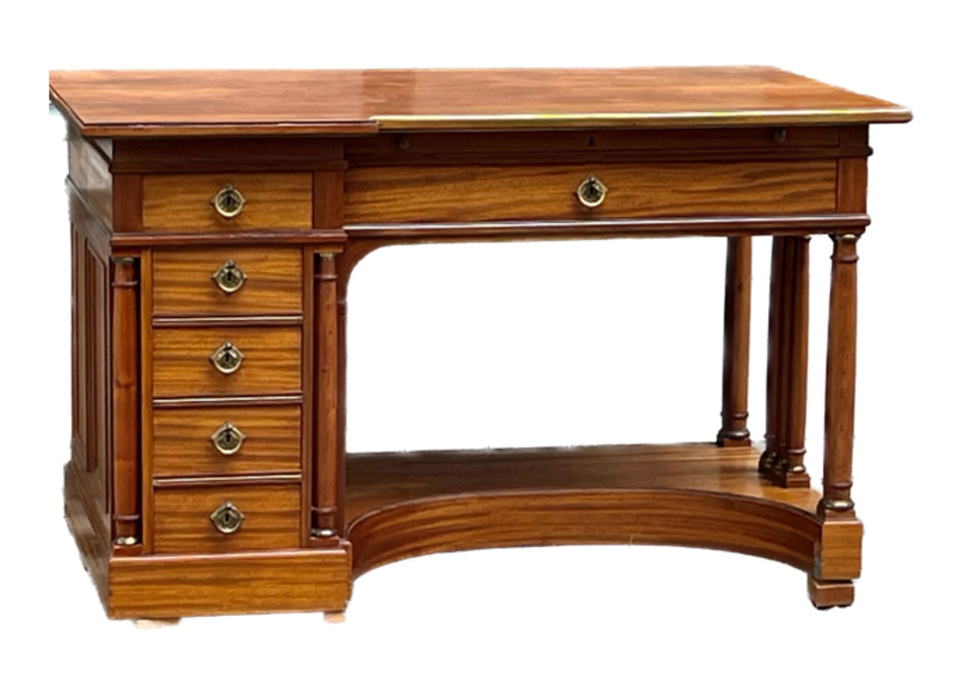 Wilhelminian style desk, c. 1880/90, maker Julius Groschkus Berlin, solid mahogany/veneered, minimal