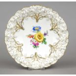 A ceremonial bowl, Meissen, mark 1850-1924, 1st choice, curved form, polychrome flower painting in