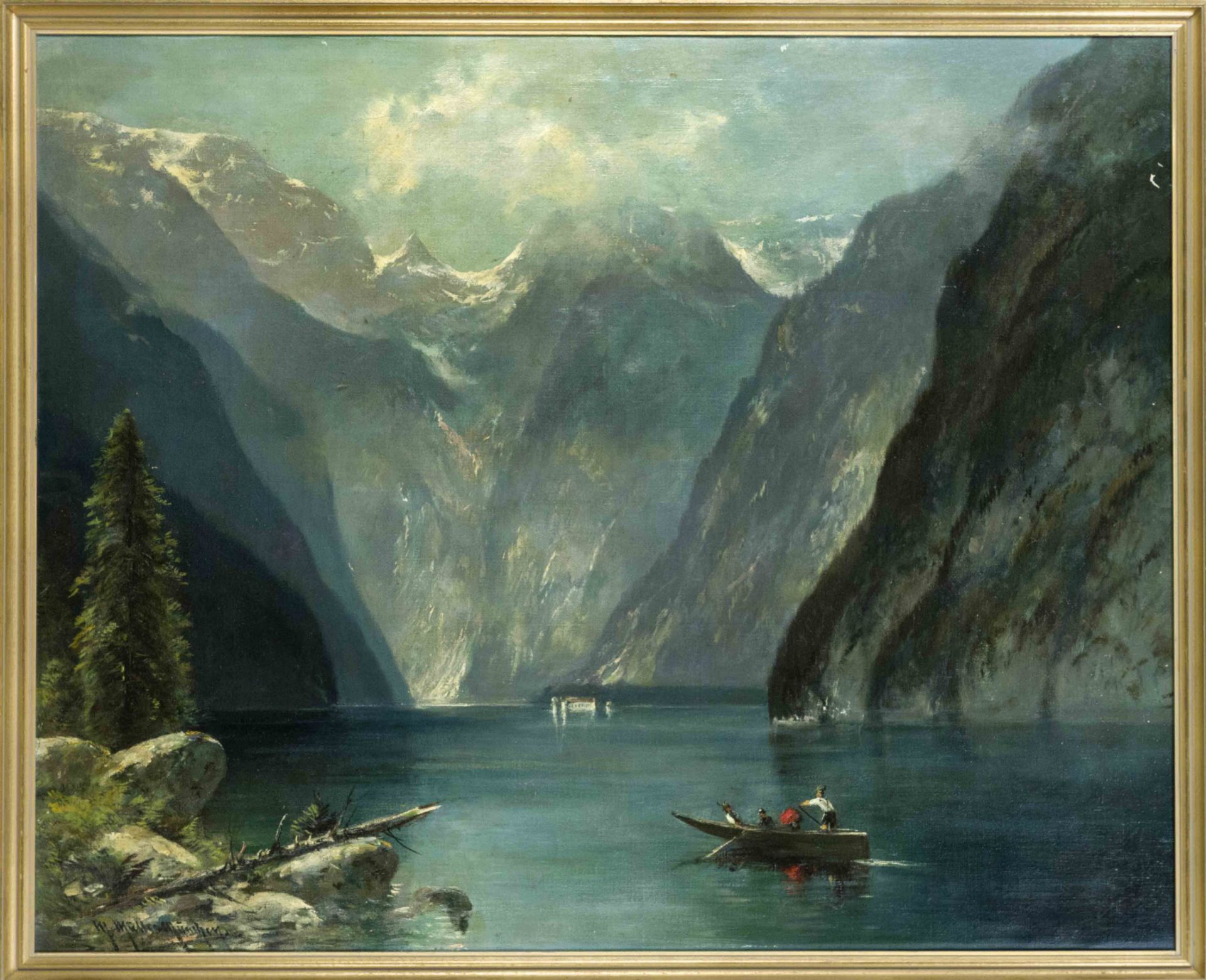 Max Müller-München, 1st half 20th century, View over the Königssee, oil on canvas, signed lower