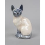 Sitting Siamese cat, Royal Copenhagen, Denmark, mark 1969-74, 2nd choice, design Theodor Madsen,