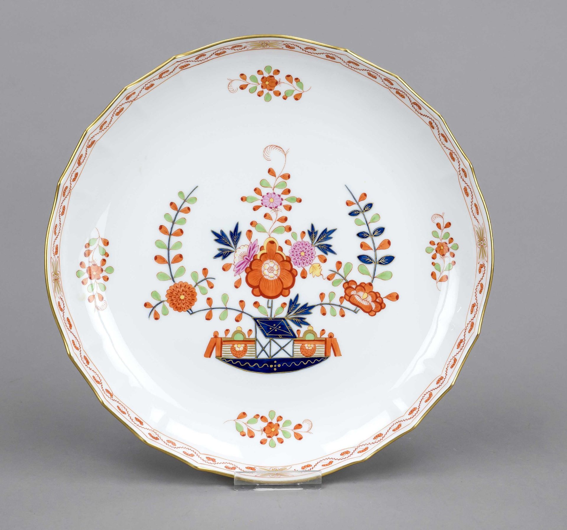 Flat round bowl, Meissen, 20th century, 2nd choice, New cut-out shape, table pattern decoration,