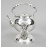 Tea kettle on rechaud, USA, c. 1900, maker's mark Howard & Co, New York, sterling silver 925/000,