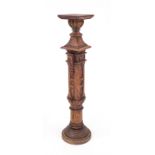 Flower column/palm pedestal c. 1880, oak, stress cracks, h. 130 cm, d. 33 cm