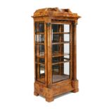 Biedermeier-style display cabinet, late 20th century, bird's eye maple root veneer, 1-door body