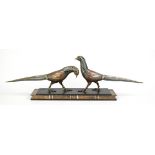 Anonymous Art Deco sculptor, c. 1920, large group of figures of two pheasants in the style of