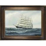 signed Jensen, marine painter 1st half 20th century, Four masters on the high seas, oil on canvas,