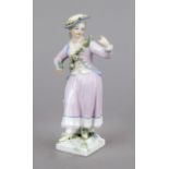 Dancing gardener, KPM Berlin, c. 1760, a woman dancing on a terrain base with garlands of flowers,