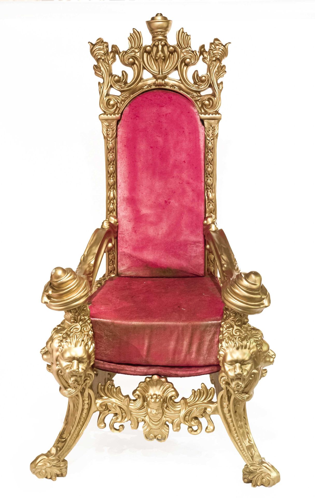Magnificent Baroque-style throne armchair, 20th century, carved and gilded wood, carved lion's - Image 2 of 5