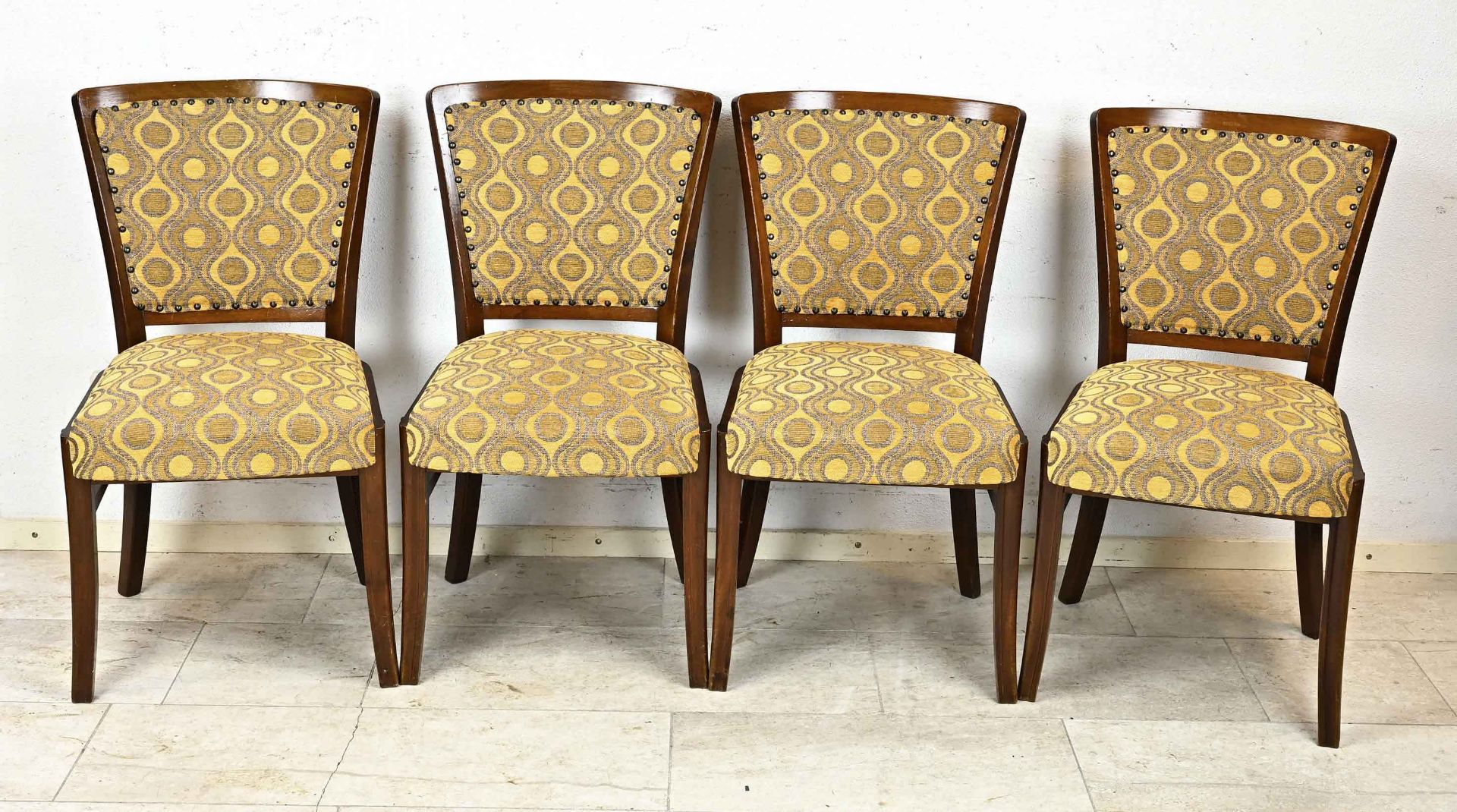 Set of 4 chairs, 1950s, walnut, 87 x 48 x 49 cm - The furniture cannot be viewed on our premises.