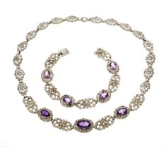 2-teiliges Amethyst-Set Silber