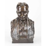 Allan Clark (1896/98-1950), Bust of Dr. Christen Quevli, brown patinated bronze, signed and dated