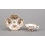 A demitasse cup with saucer, Helena Wolfsohn, Dresden, mark 1875-1886, quatrefoil shape,