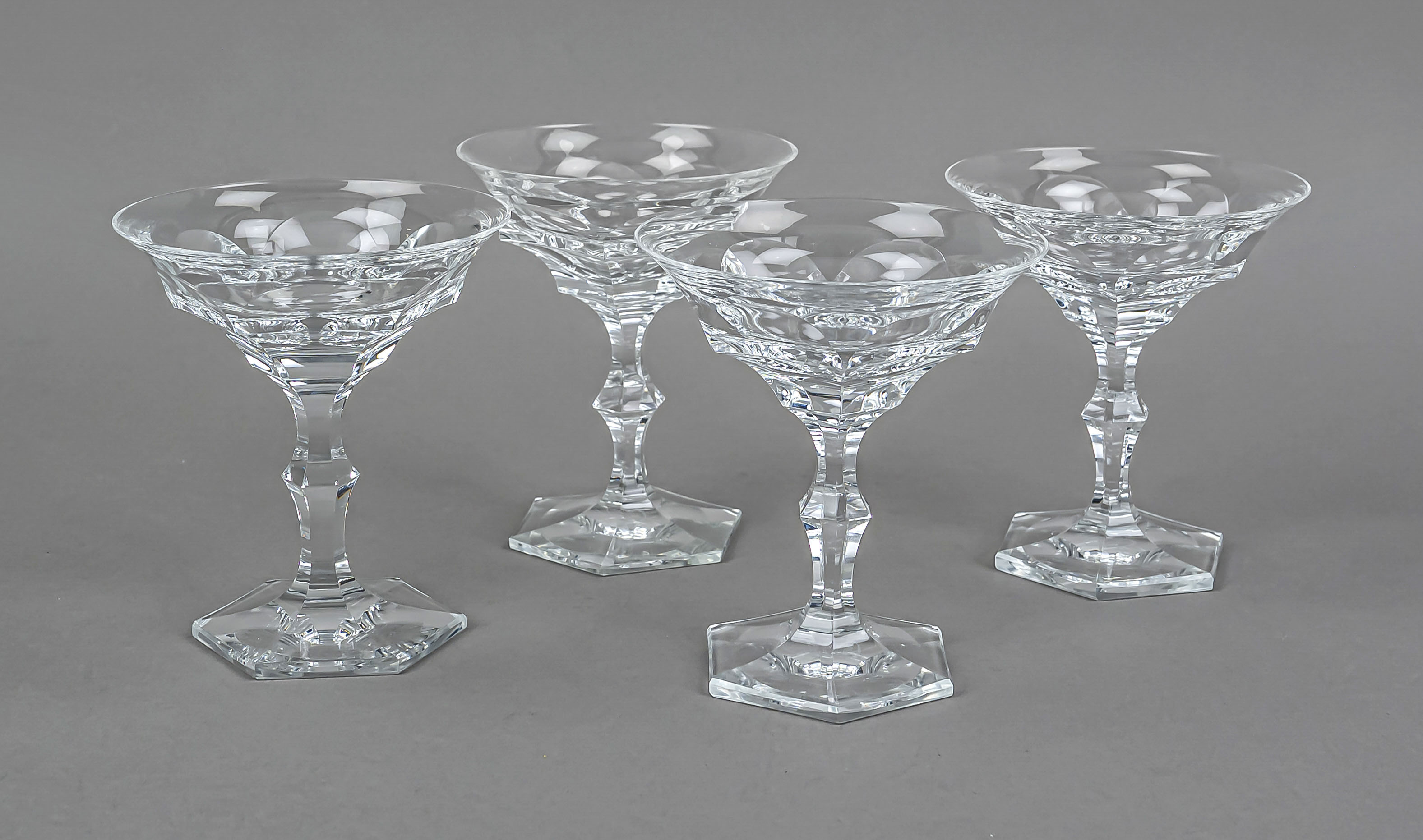 Four champagne bowls, Czechoslovakia, 2nd half of the 20th century, Moser, Karlovy Vary, Adele