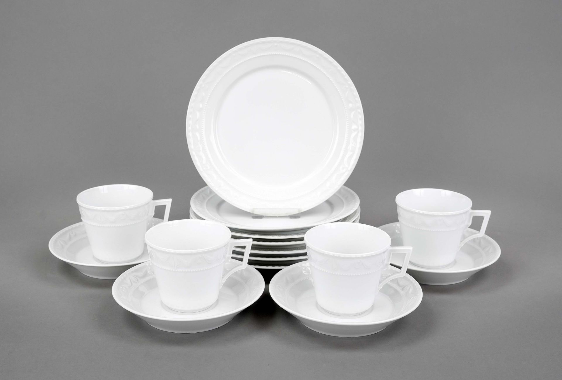 Seven coffee place settings, 21-piece, KPM Berlin, various marks after 1962, 1st and 2nd choice,