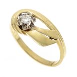 Diamond ring GG/WG 585/000 with a brilliant-cut diamond 0.124 ct (stamped) W/VS-SI, notch in the