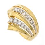Bucherer diamond ring GG/WG 750/000 with 14 brilliant-cut diamonds, total 0.23 ct W/VS, RG 61, CB