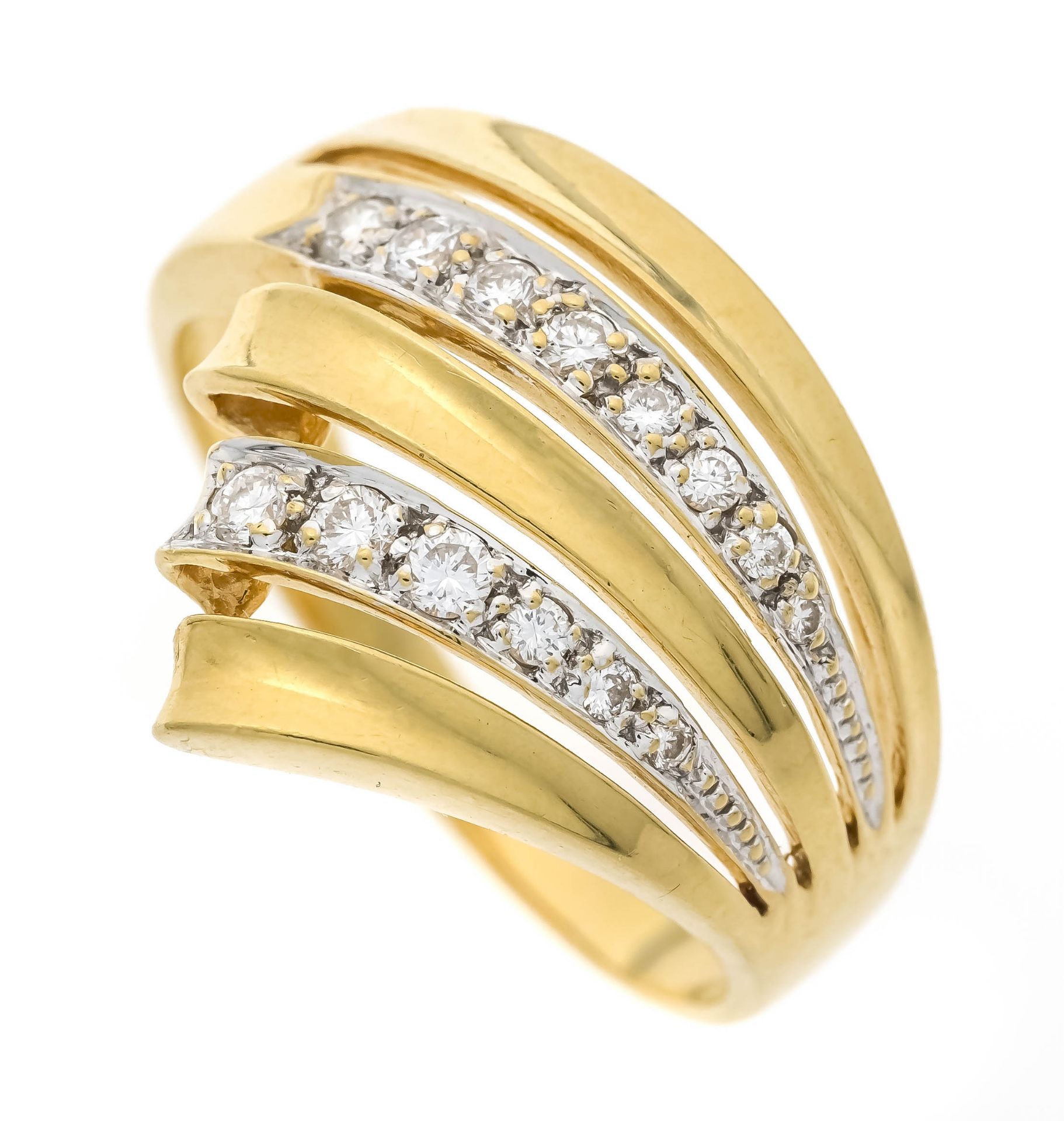 Bucherer diamond ring GG/WG 750/000 with 14 brilliant-cut diamonds, total 0.23 ct W/VS, RG 61, CB