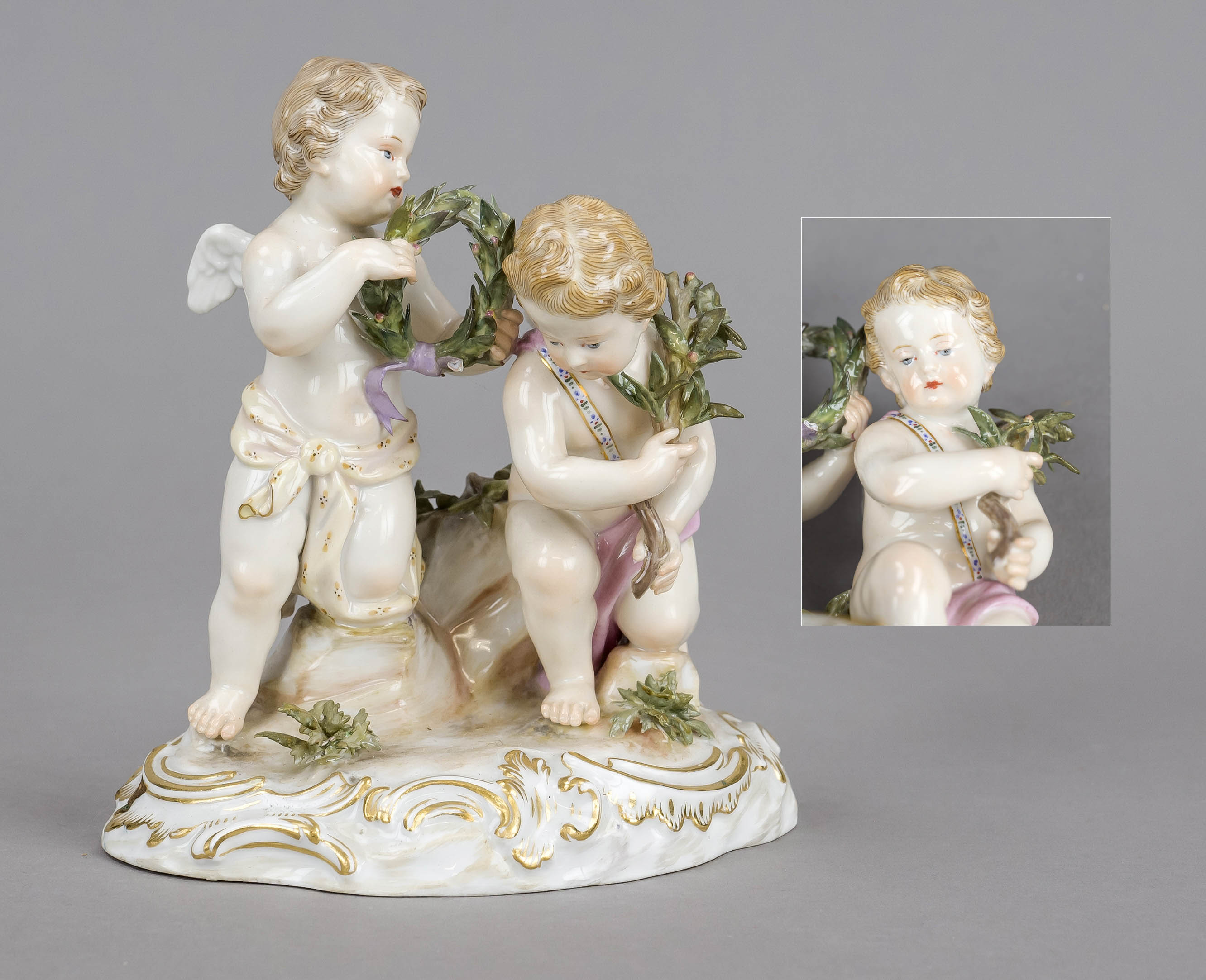 Allegory of Peace, Meissen, Knauf Schwerter, mark 1850-1924, 1st choice, design by Carl Christoph