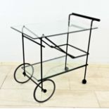 Serving trolley on castors, metal frame with glass tops, 80 x 85 x 48 cm - The furniture cannot be