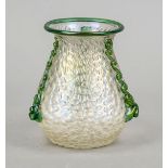 Vase, probably Bohemia, 20th century, Loetz (?), round base, curved body with flared rim, clear