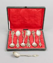 Twelve teaspoons, Japan, 20th century, marked Nagasaki, silver 84 (875/000), handles with dragon