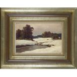 Carl Kenzler (1872-1947), Berlin landscape painter, Snowy landscape with river, oil on canvas,