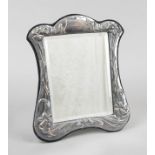 Table mirror, England, 1984, London city mark, sterling silver 925/000, curved form, with relief
